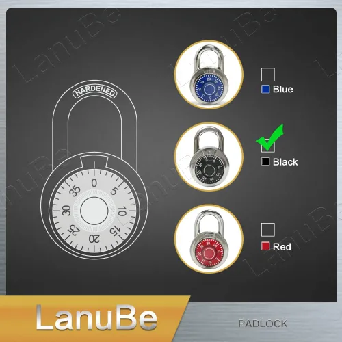 Miniatura 8 de LanuBe Cerradura de combinación de esfera estándar, 2 pulgadas de ancho, con diferentes combinaciones, placa giratoria negra, paquete de 12