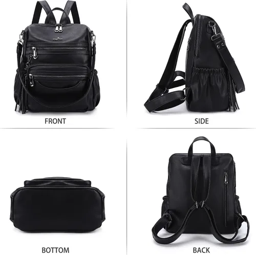 Miniatura 58 de Bolsos mochila monedero de piel sintética para mujer, bolsas con zíper, mochilas de hombro casuales