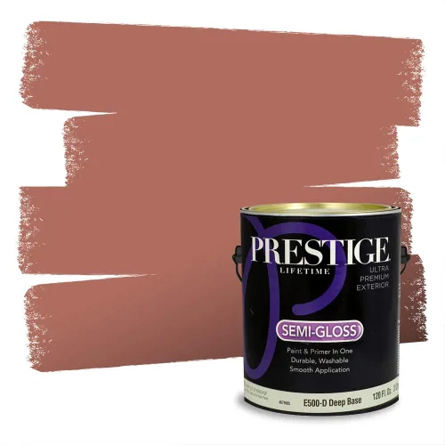 Miniatura 510 de Prestige Paints Pintura exterior e imprimación en uno, 1 galón, plano, coincidencia comparable de Valspar* Amber Rose*