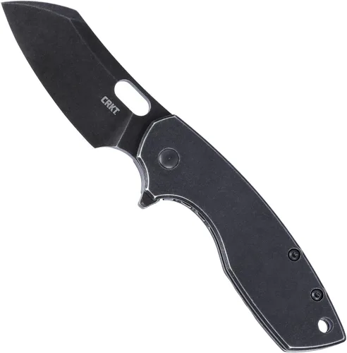 CRKT Pilar II Cuchillo de Bolsillo Plegable Grande EDC: Portación Diaria, Hoja Negra, Apertura con Aleta, Seguro de Marco, Mango de Acero