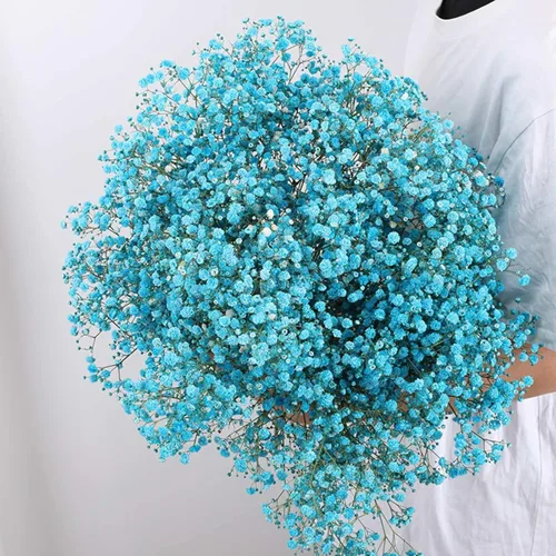 Miniatura 4 de Ramo de flores secas de aliento de bebé, 17 pulgadas, más de 2500 flores secas azules, ramas de gypsophila naturales para bodas, decoración de D-blue
