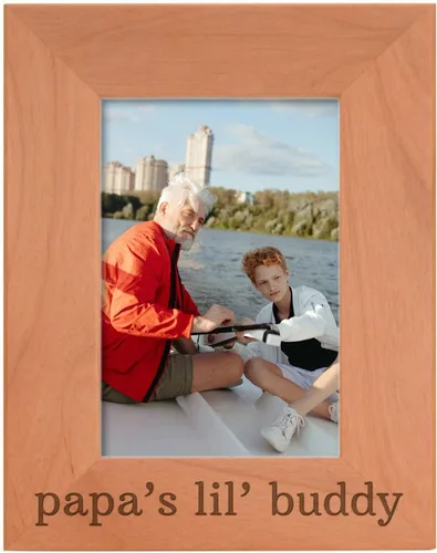 Miniatura 35 de Personalized Gifts Grandpa Gift Grandpa's Lil' Buddy Grandson - Marco de fotos de madera natural grabado de 4 x 6 pulgadas, diseño de paisaje