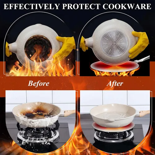 Miniatura 6 de Geiserailie 2 placas difusoras de calor de 9.3 pulgadas y 7.7 pulgadas, adaptador de inducción de cocina de acero inoxidable para estufa de gas