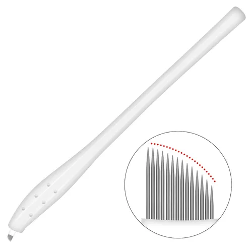 Miniatura 2 de Guapa 10 bolígrafos de microblading desechables manuales con aguja de hoja Tebori Pen 12/14/17/18U Pin Ombre Brows Lip Liner Entrenamiento