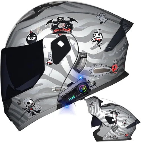 Miniatura 15 de Casco de motocicleta Bluetooth modular aprobado por DOT con visera doble, cara completa, abatible, integrado, cascos de motocicleta con visera