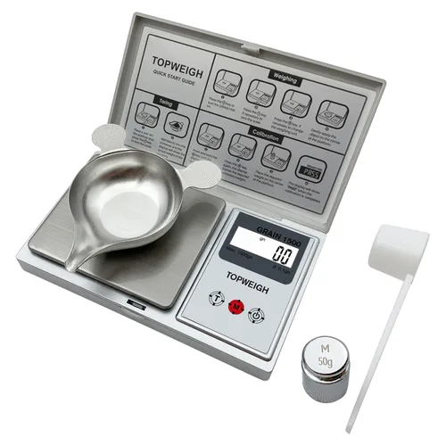 Escala de recarga con bandeja de polvo de metal, escala de granos - Plata, 1500 granos x 0.1gn, escala de polvo digital para recarga, 100g x 0.01g,