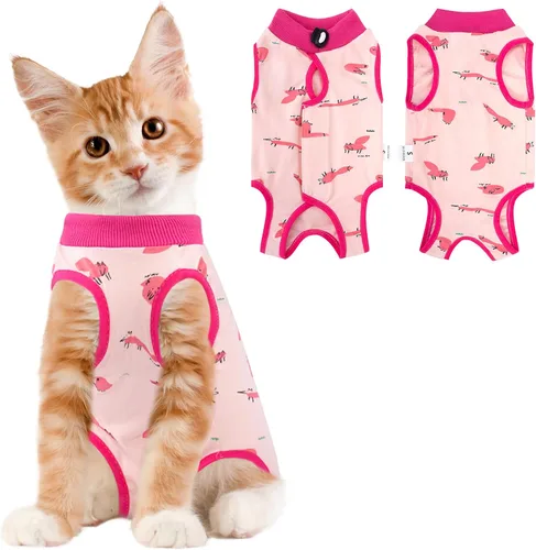 Miniatura 8 de Coppthinktu Traje de recuperación de gato para mujer, mameluco transpirable para después de la cirugía para heridas abdominales o enfermedades