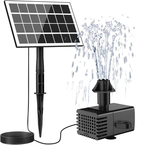 Miniatura 8 de Jutai Fuentes de baño eléctricas para pájaros que funcionan las 24 horas, bomba de fuente de agua silenciosa ajustable con luces LED para jardín
