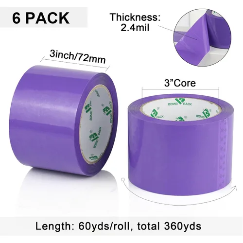 Miniatura 3 de BOMEI PACK Cinta de embalaje marrón de 3 pulgadas, 6 rollos de repuesto de cinta de embalaje ancha para mudanza, envío y almacenamiento, 2.4 mil x