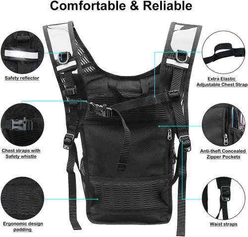 Miniatura 4 de Mothybot Paquete de mochila de hidratación, mochila de agua de 20 litros incluida, bolsa de hidratación de 2 litros, esencial para festivales