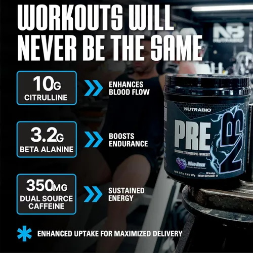 Miniatura 4 de NutraBio Polvo de preentrenamiento, Blue Razz Energía explosiva, enfoque láser, bombas extremas Pre-entrenamiento para hombres y mujeres