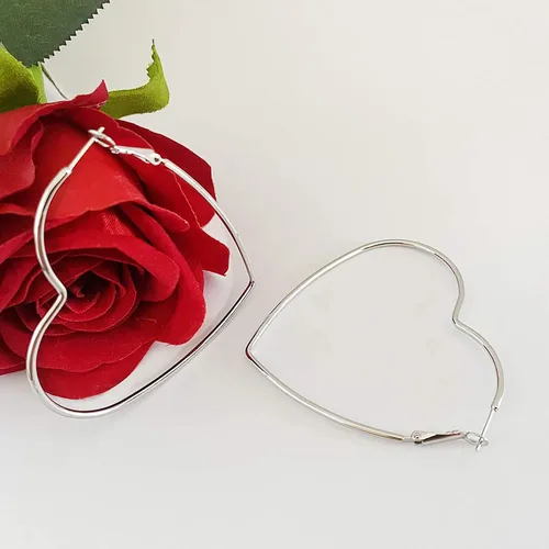 Miniatura 3 de Aretes de aro, joyería de moda, aretes de aro grandes geométricos con forma de corazón para mujer