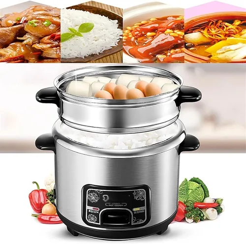 Miniatura 3 de Olla de arroz con cesta de vapor, ollas de arroz, (2-6 litros) portátil, olla interior de acero inoxidable, con vaporizador, funciones cálidas