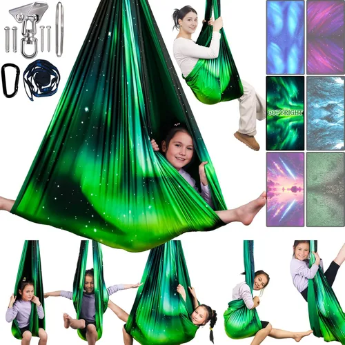 Columpio sensorial para niños y adultos con capacidad para hasta 300 libras en interiores y exteriores, columpio de terapia de abrazo de doble capa