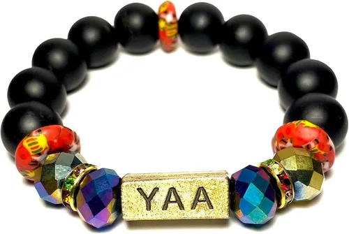 Miniatura 46 de Pulseras africanas tradicionales con nombre nacido en el día para mujeres de Ghana, materiales naturales, ajuste cómodo y holgado