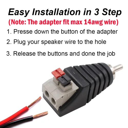 Miniatura 2 de exgoofit Paquete de 10 cables de altavoz a conector RCA macho de audio adaptador de enchufe