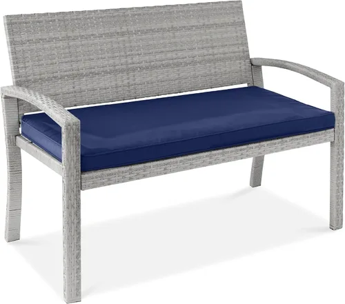 Miniatura 9 de Best Choice Products Banco Exterior de Mimbre para 2 Personas, Bancos de Jardín y Patio, Mobiliario de Exterior para Patio Trasero, Porche con Cojín