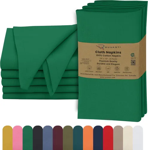 Miniatura 31 de Ruvanti - Servilletas de tela, paquete de 6, 45x45 centímetros, 100% algodón, lavables, suaves y absorbentes, perfectas para bodas, cenas de Belleza