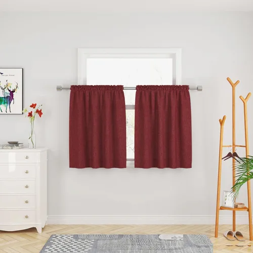 Miniatura 76 de UPOPO Cortinas de Niveles Beige Sobre Fregadero con Textura de Lino para Ventana de Cocina de 16 Pulgadas de Largo Caravana Privacidad Pequeñas