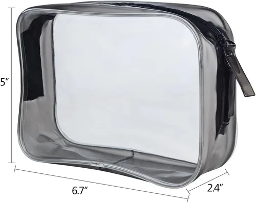 Miniatura 2 de Wobe Paquete de 5 bolsas de cosméticos transparentes aprobadas por la TSA, bolsa de transporte de artículos de tocador con cremallera de PVC, bolsa