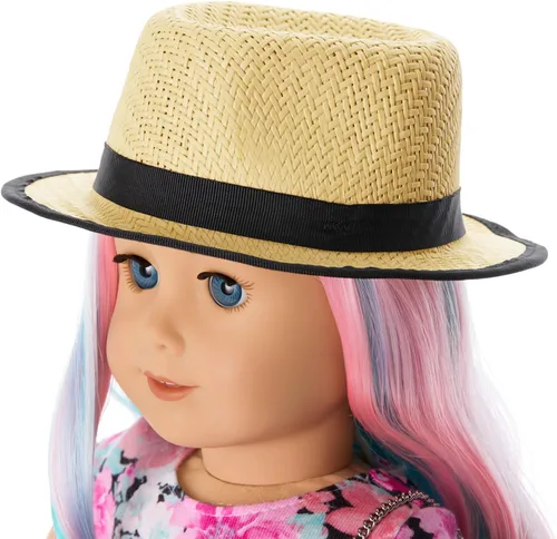 Miniatura 2 de American Girl Truly Me - Accesorios para muñecas de 18 pulgadas, pantalones con estampado de leopardo, pantalones rosas y sombrero de paja