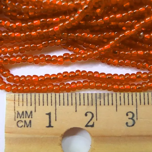 Miniatura 2 de Cuentas de semillas 10/0 Rocailles de cristal plateado con forro de naranja checa (paquete de una madeja)