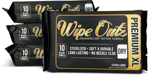 Wipe Outz Toallas de tatuaje extragrandes DRY – Toallitas de tatuaje prémium para durante el tatuaje y el cuidado posterior, cuidado posterior de