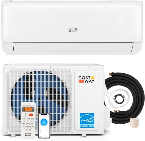Miniatura 10 de COSTWAY Aire acondicionado mini split de 12,000 BTU, con bomba de calor, Energy Star, inversor 21 SEER2, temporizador de 24 horas, limpieza