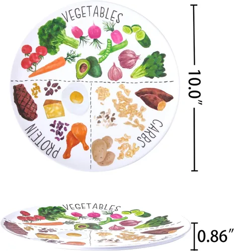 Miniatura 2 de Placa de control de porciones de 10 pulgadas para una alimentación equilibrada, plato de nutrición saludable para adultos y adolescentes, Paquete