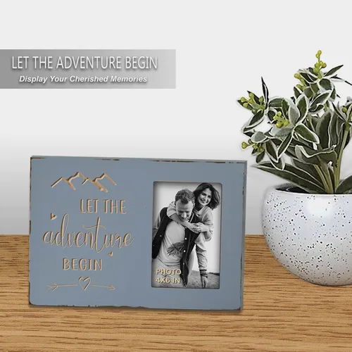 Miniatura 3 de Buecasa Regalos de compromiso de boda para parejas, mujeres, novias, novias, novios, marco de fotos grabado de 4 x 6 pulgadas, deja que la aventura