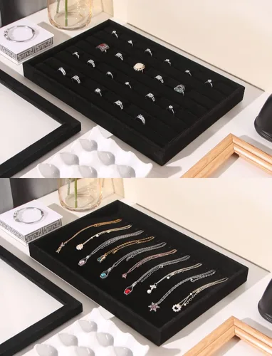 Miniatura 2 de Coward Juego de 5 bandejas apilables para organizar joyas, para collares, aretes, caja de almacenamiento, anillo y pulsera, soporte para exhibición