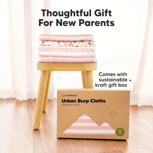 Miniatura 9 de Paños orgánicos para eructos para bebés niños y niñas, paquete de 5 paños de algodón súper absorbentes para bebés, trapos suaves y afelpados