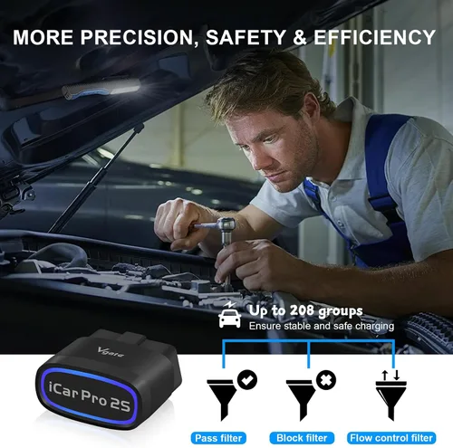 Miniatura 6 de iCar Pro 2S OBD2 Adaptador Bluetooth Comprobación motor lector de código de vehículo Herramientas de diagnóstico para iOS y Android y Windows Hecho