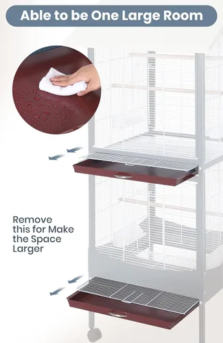 Miniatura 6 de Garvee Jaula para pájaros, jaula para pájaros extra grande de 66 pulgadas de alto, con bandeja extraíble, techo impermeable, fácil de limpiar