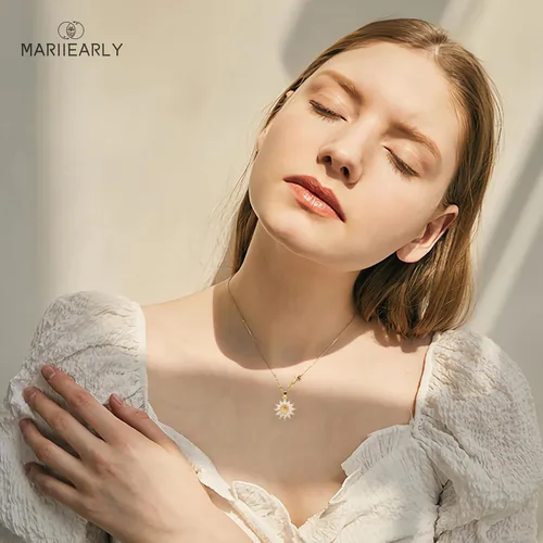 Miniatura 10 de Daisy Necklace For Women 925 Sterling Silver Tiny Daisy Flower Pendant Necklace For Women, Daisy Flower Pendant Necklace Daisy Birthday Christmas