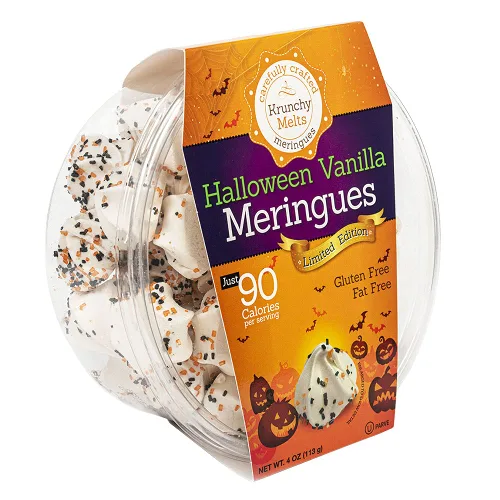 Miniatura 5 de Krunchy Melts Galletas originales de merengue Sabor vainilla de Halloween Solo 90 calorías por porción Sin grasa, sin gluten, sin lácteos