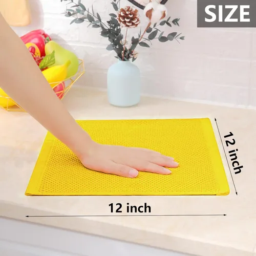 Miniatura 5 de Homaxy Paños de cocina de 100% algodón con tejido de gofre, ultra suaves, absorbentes, de secado rápido, 12 x 12 pulgadas, paquete de 6, amarillo