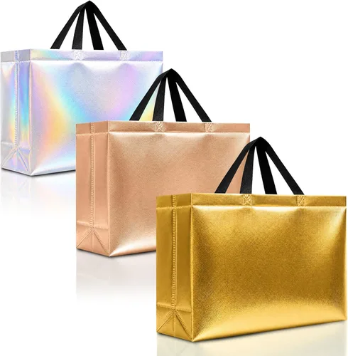 Miniatura 29 de Nush Nush Bolsas de regalo extragrandes de colores mixtos, juego de 12 bolsas de regalo extragrandes reutilizables de colores surtidos con asas
