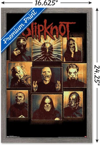 Miniatura 3 de Slipknot - Póster de pared a prueba de balas, 22.4 pulgadas de largo x 14.7 pulgadas, versión enmarcada en madera de granero