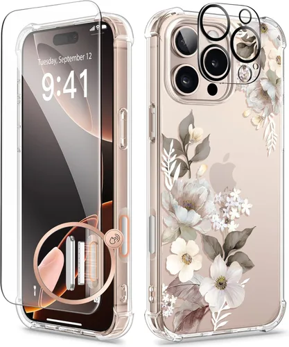 Miniatura 178 de GVIEWIN - Funda floral para iPhone 14 de 6.1 pulgadas, protector de pantalla + protector de lente de cámara, no se amarillenta, a prueba de golpes