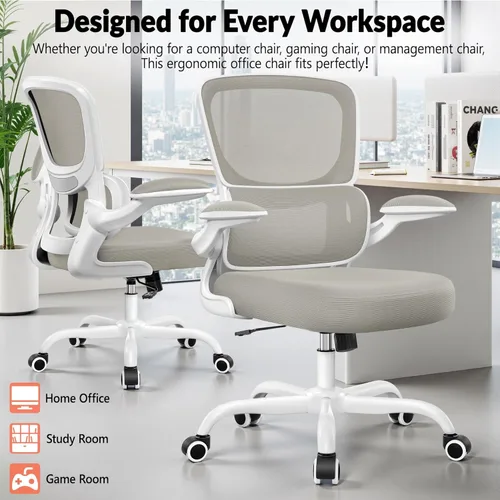 Miniatura 8 de BESTFAIR Silla de oficina ergonómica, silla de escritorio de malla transpirable cómoda con soporte lumbar, silla de escritorio para el hogar
