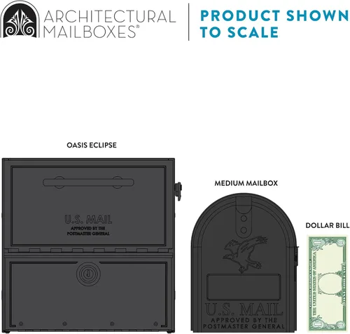 Miniatura 7 de Architectural Mailboxes Oasis® Eclipse™ Buzón Seguro con Cerradura Aprobado por USPS, Resistente, Anti-Robo de Acero Montado en Poste para Exterior