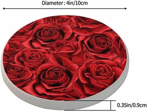 Miniatura 2 de oFloral Juego de 2 posavasos de rosas rojas para bebidas, romance de flores, noble, elegantes como tazas de fuego, para decoración del hogar, 4 Rosa