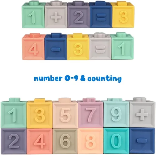 Miniatura 5 de Bloques apilables suaves para bebé, juguetes Montessori sensoriales para actividades para niños pequeños, regalos para niños y niñas de 6, 9, 12, 18