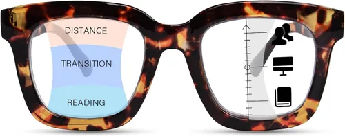 Miniatura 9 de Anteojos de lectura multifocales progresivos para mujer, para lectura de computadora con luz azul cuadrada de gran tamaño con bisagra de resorte
