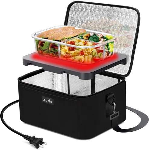 Miniatura 9 de Horno portátil Calentador de alimentos portátil de 110 V Mini lonchera eléctrica con microondas portátil para cocinar y recalentar alimentos