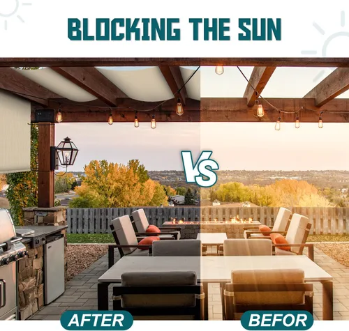 Miniatura 2 de TANG Cubierta de Sombra de Repuesto para Pérgola de 9'x12', Toldo para Patio Terraza Parasol Universal, Tela de Sombra con Ojales para Jardín, Tela