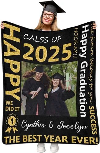 Miniatura 16 de Manta personalizada de graduación 2025, manta personalizada para regalo de graduación con nombre de la universidad, manta de felicitación