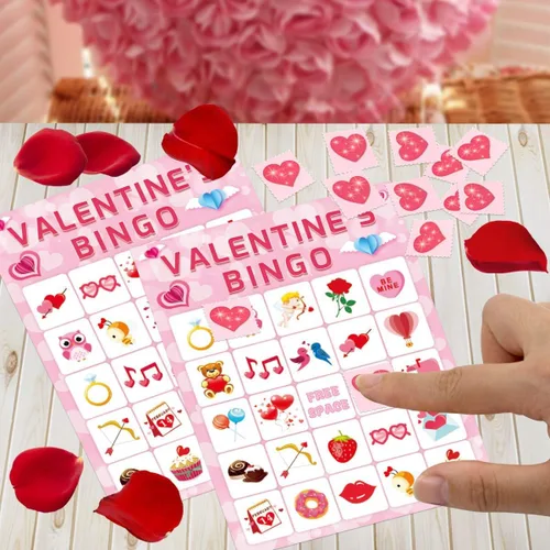 Miniatura 6 de Fancy Land Juego de bingo del día de San Valentín para niños 24 jugadores Juego de fiesta de San Valentín