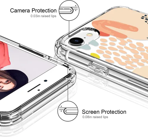 Miniatura 2 de ICEDIO para iPhone SE 2022, SE 2020, Funda para iPhone 8/7 con protector de pantalla, cubierta de TPU transparente con diseños de moda para niñas